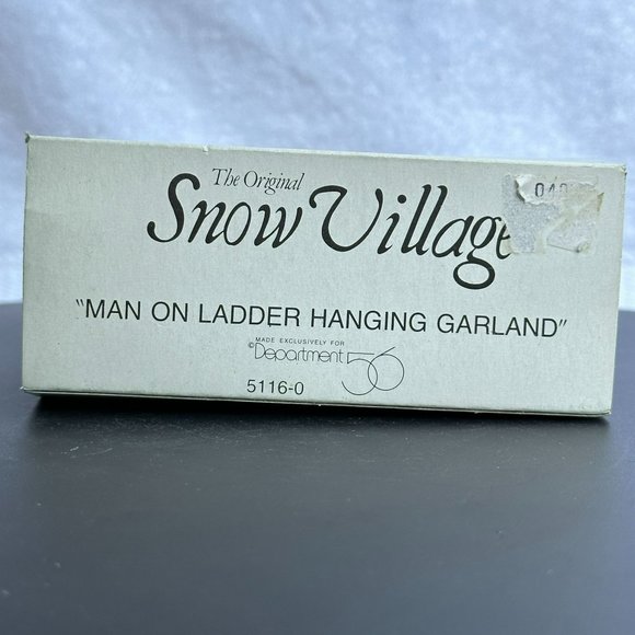 Dept 56 - Man on Ladder Hanging Garland - Loose Figurine - Snow Village - 1988 - Picture 6 of 6